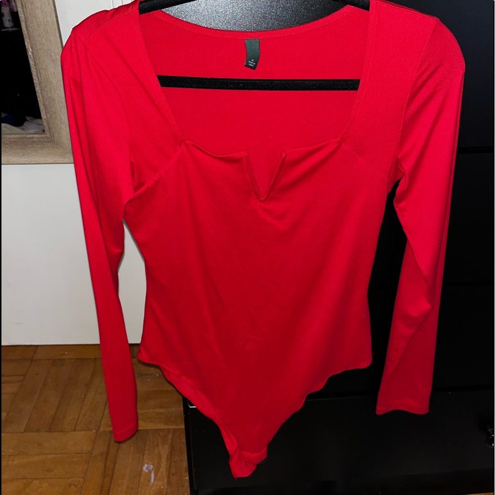 Red Long Sleeve Bodysuit